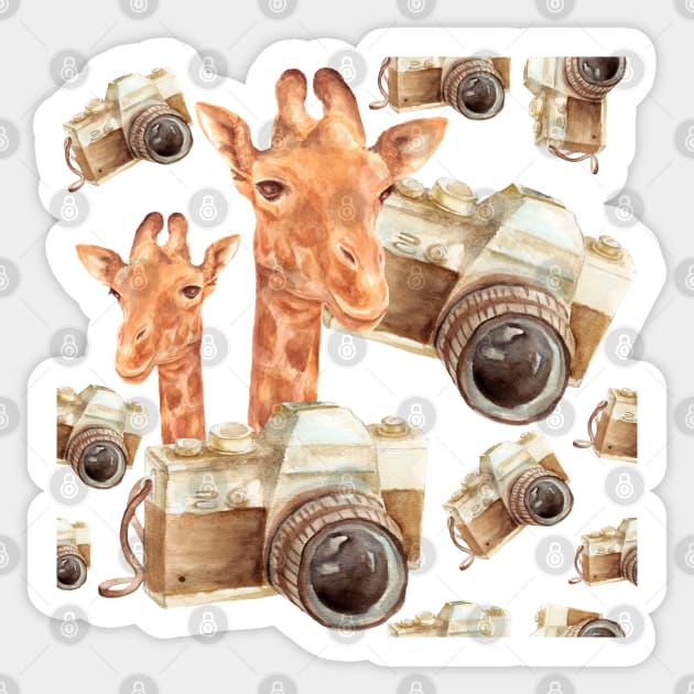 giraffe and camera Sticker by lisenok